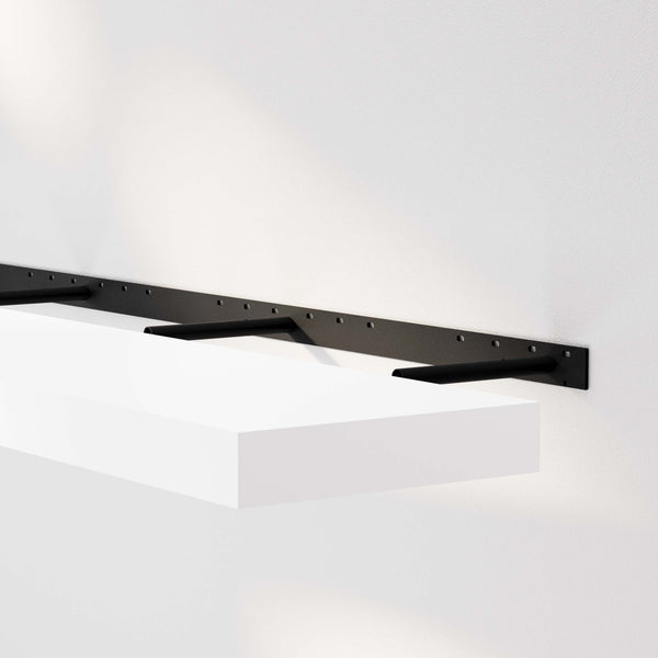 Close-up of the display shelf's bracket highlighting its minimal and sturdy design.