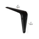 Black metal industrial shelf bracket with dimensions 4"x3", perfect for creating custom shelving units.