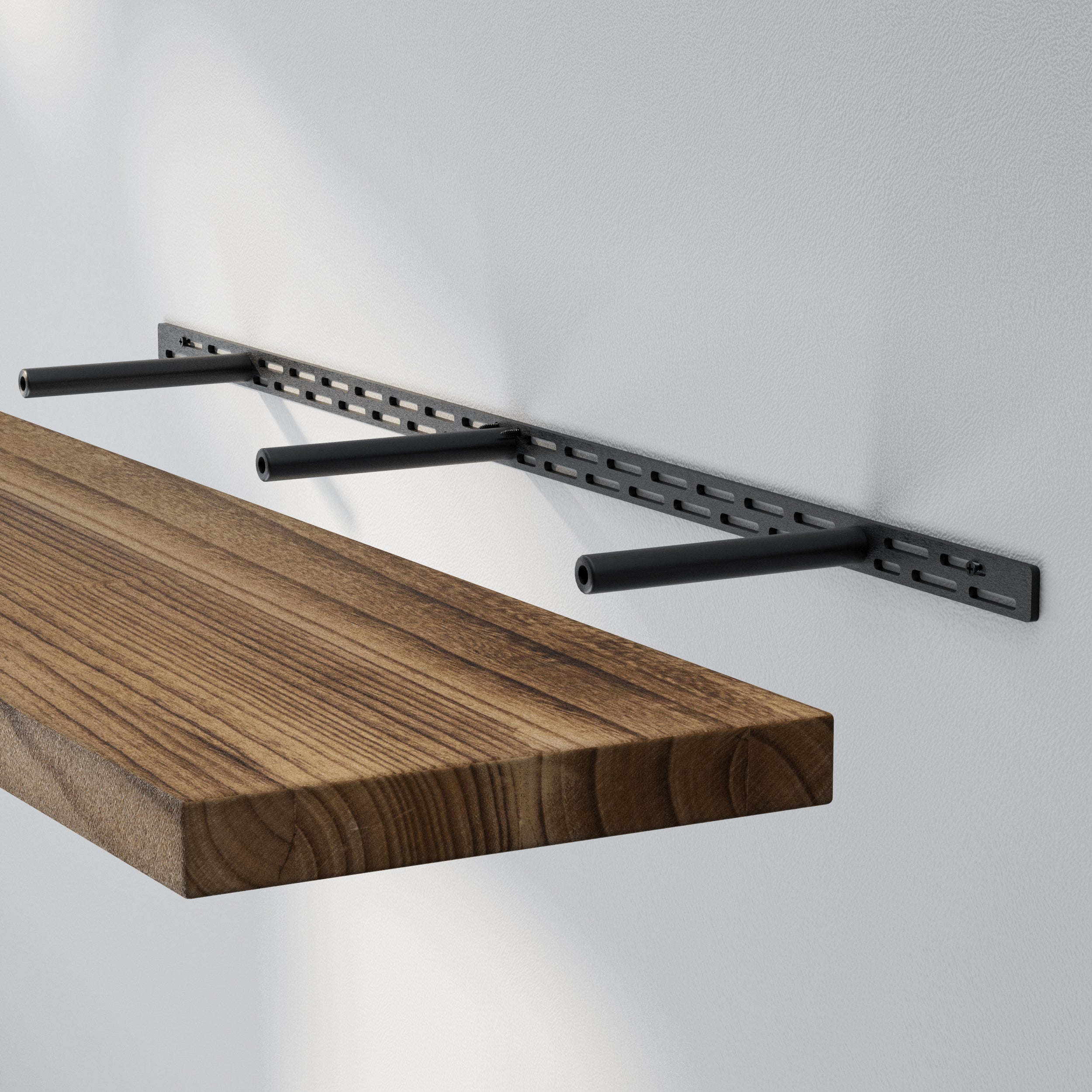 A 2" thick board and a black hidden bracket mounting system