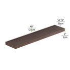 Detailed product diagram of a 48" long and 10.25" deep floating bookshelf, specifying dimensions and design for clarity before purchase.