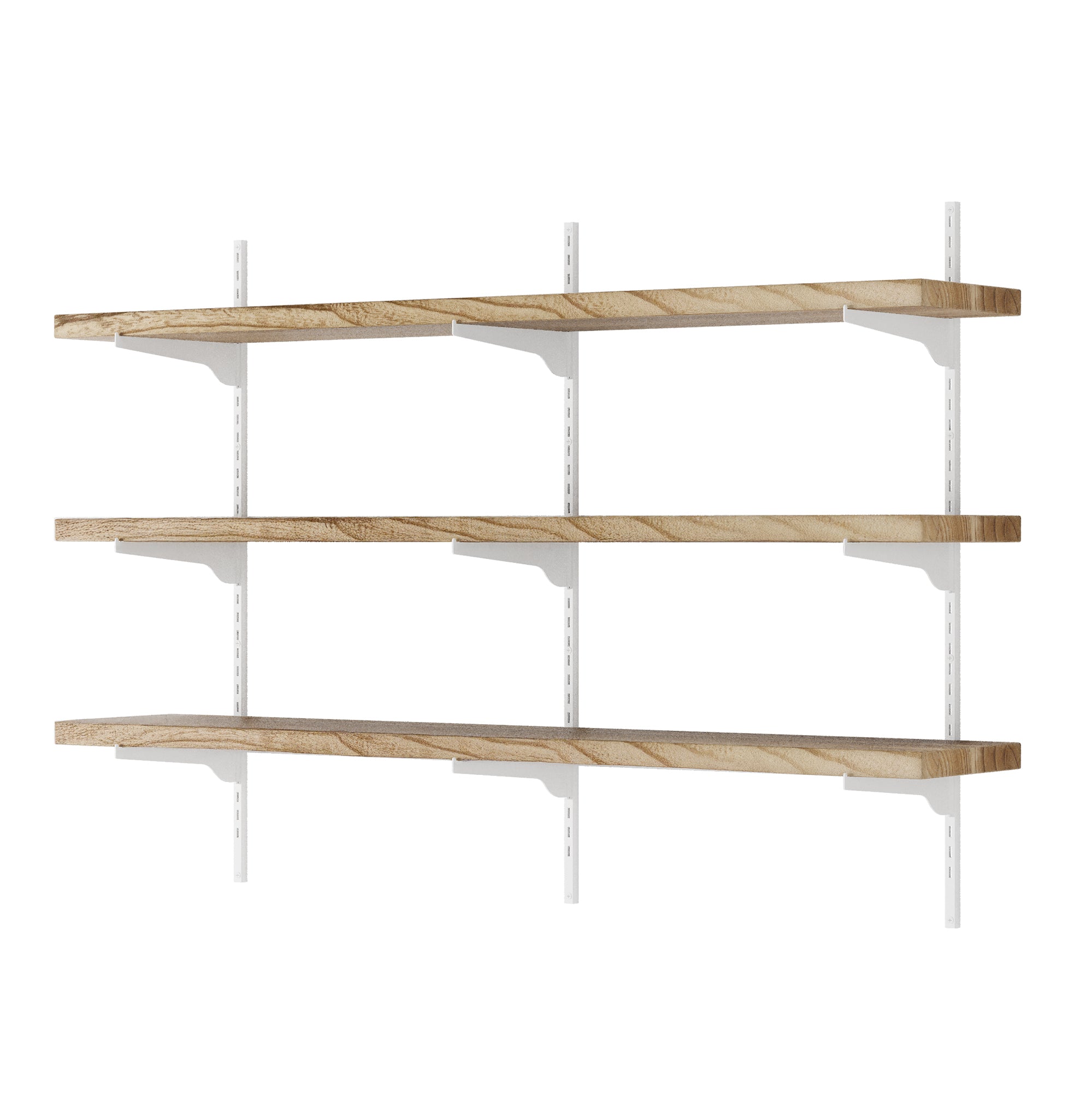 54 inch long boho shelf with white adjustable brackets on a white background