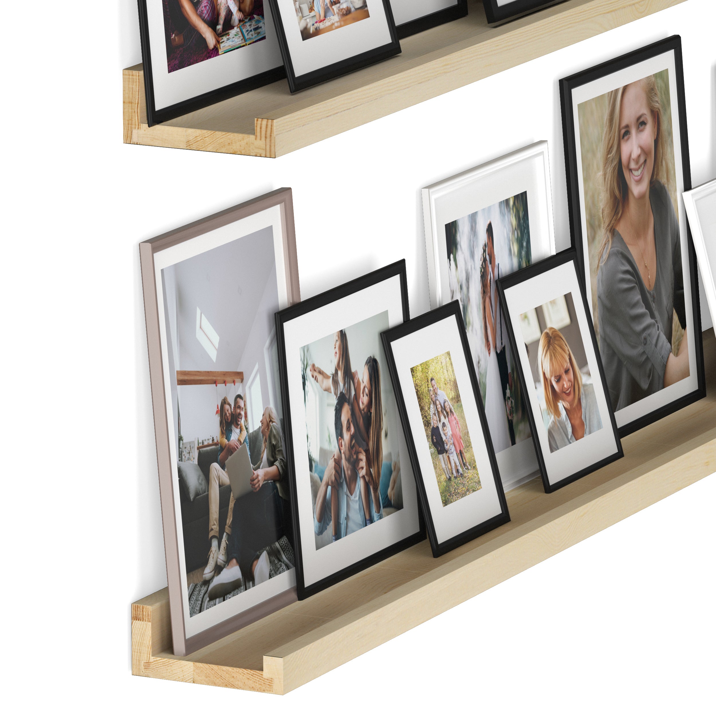 DENVER Floating Shelves and Picture Ledge for Living Room Decor – 36” x 3.6" – Set of 2 – Natural - Wallniture