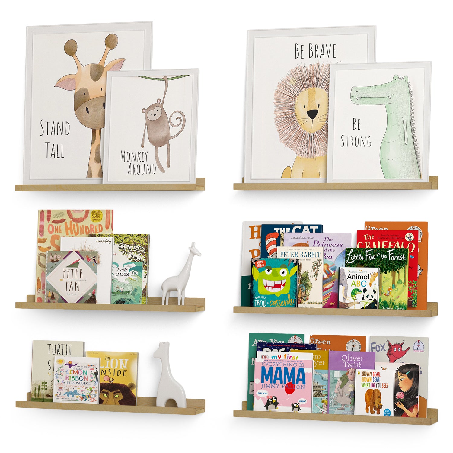 DENVER Floating Shelves Wall Bookshelf for Kids and Nursery Decor – 24” x 3.6" –  Set of 2, 4, or 6 – Natural - Wallniture