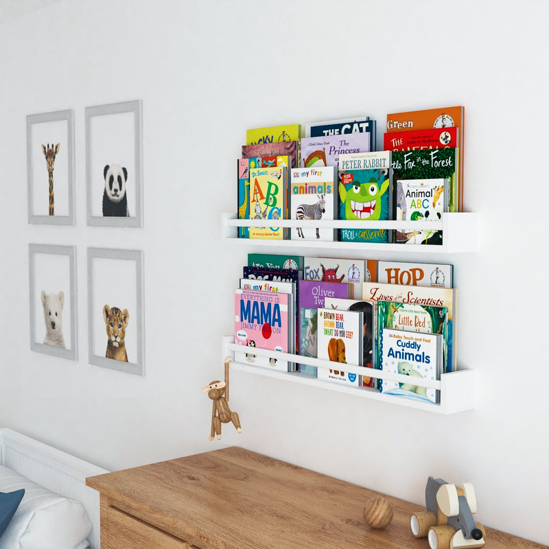 UTAH Floating Shelves Wall Bookshelf for Kids and Nursery Decor - 32" Length - Set of 2 - White - Wallniture
