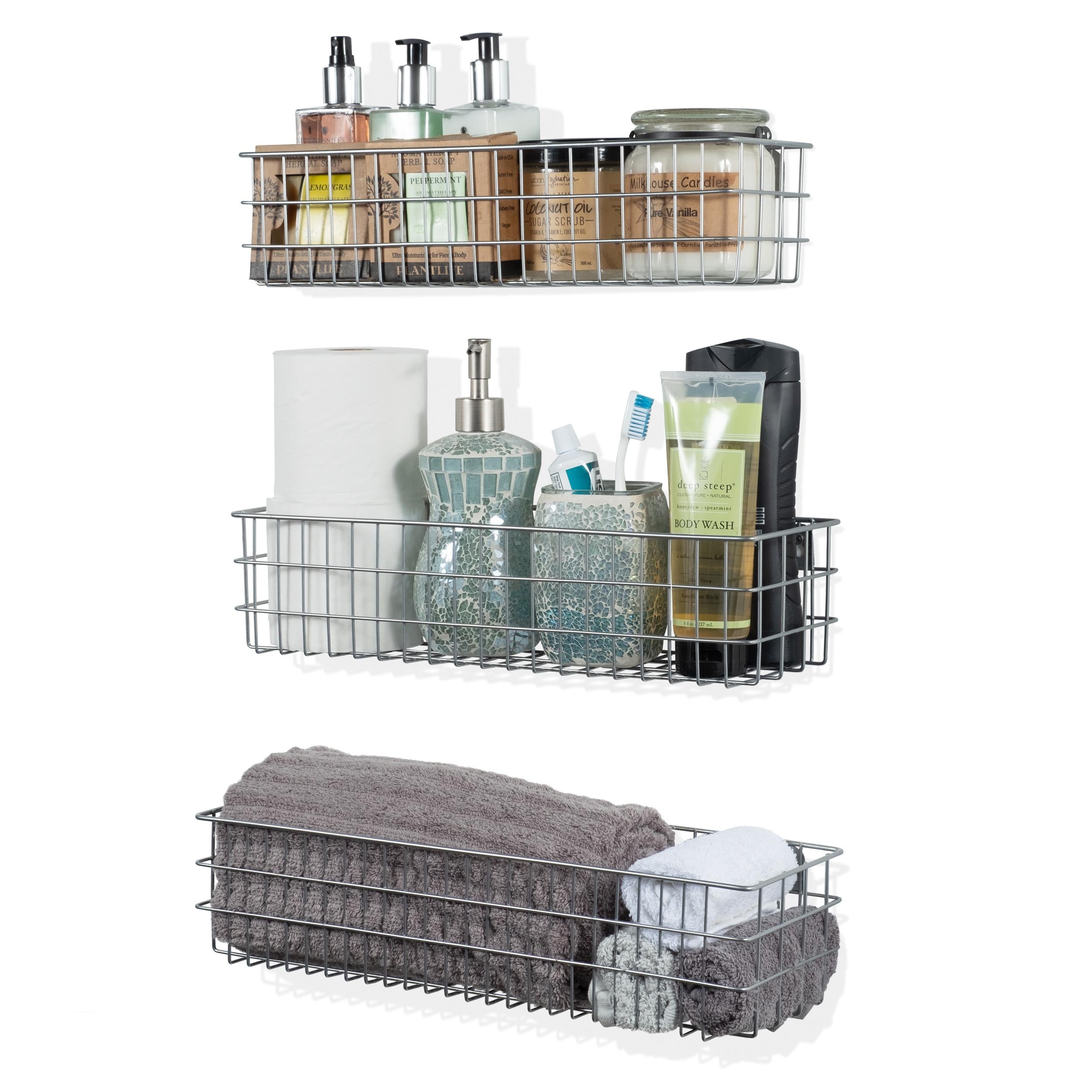 KANSAS Wire Basket for Bathroom Decor Wall Mounted Bathroom Organizer –  Wallniture