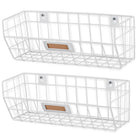 MACON Wire Basket Shelf Organizers - Set of 2 - Black, White - Wallniture