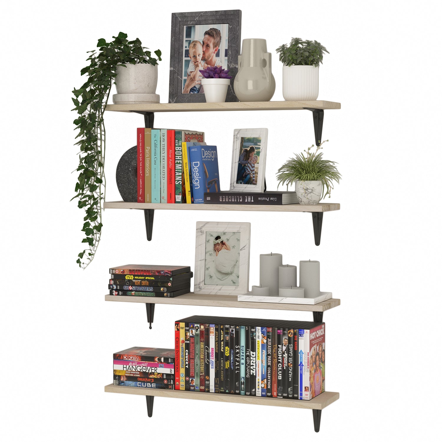 3 Tier Metal and Wood Wall Shelf – Decocrated