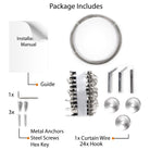 BARRE Wire Curtain Rod and Multi-Purpose Curtain Clips - 24 or 48 Clips - Stainless Steel - Wallniture