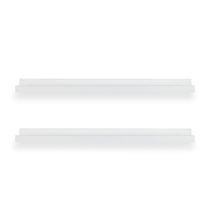 DENVER Floating Shelves Wall Bookshelf and Picture Ledge – 30” Length x 3.7" Depth – White – Set of 2 - Wallniture