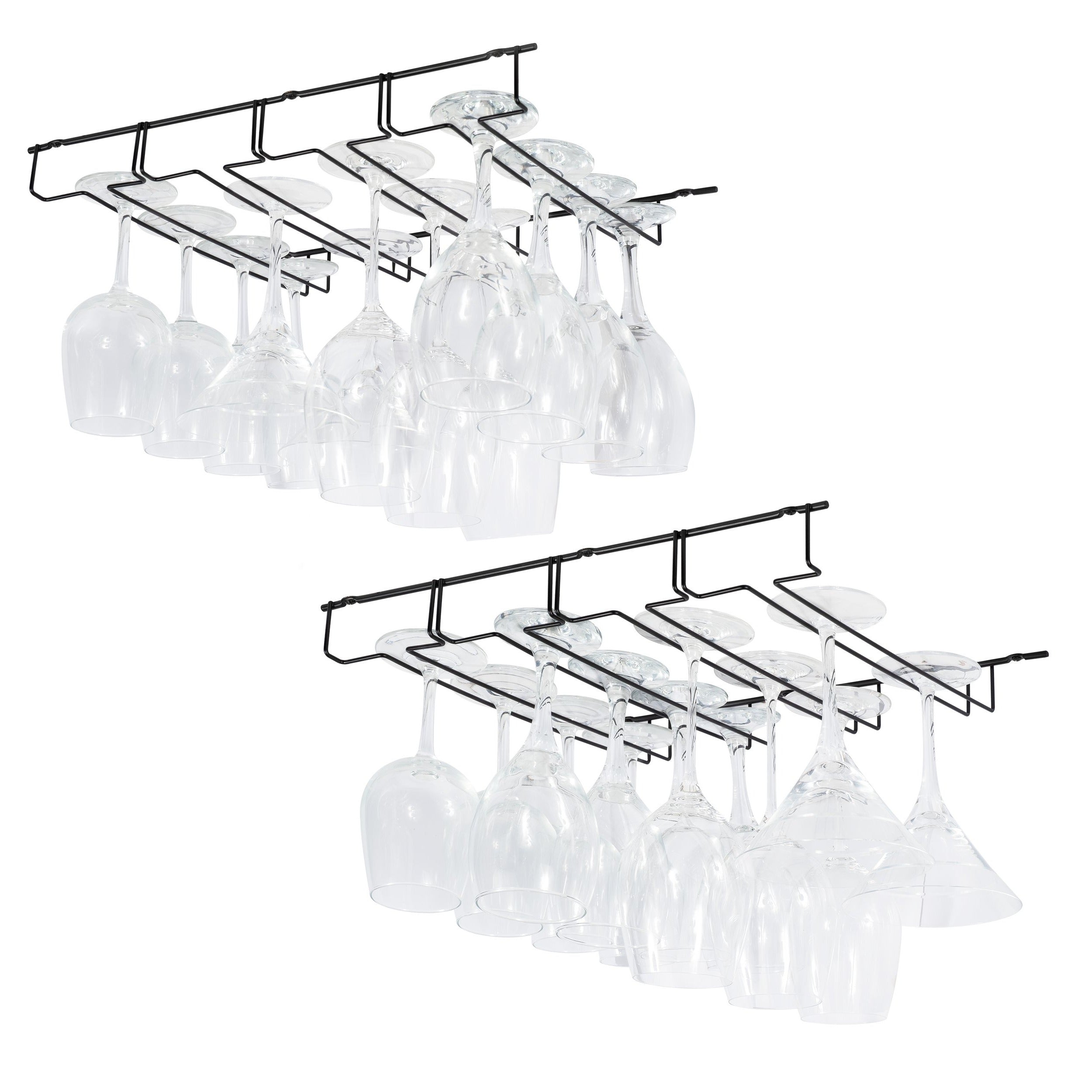PICCOLA Under Cabinet Stemware and Wine Rack – 6 Sectional – Black