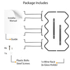PICCOLA Under Cabinet Bottle and Stemware Rack – 4 Sectional – Black - Wallniture