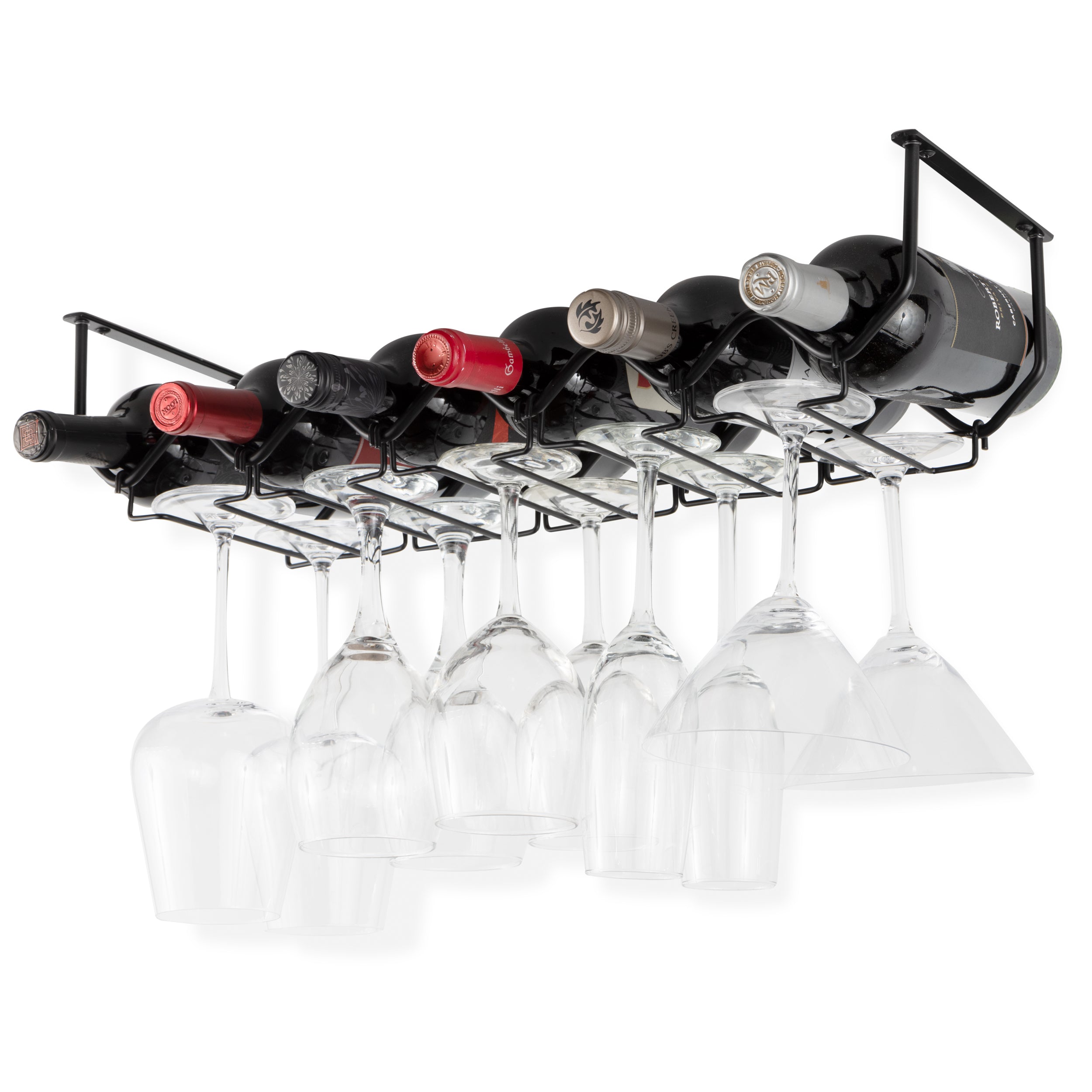 PICCOLA Under Cabinet Stemware and Wine Rack – 6 Sectional – Black –  Wallniture
