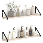 PONZA Bathroom Shelf for Bathroom Decor, Wall Bathroom Organizer – 24” Length – Set of 2 - Natural - Wallniture