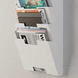 LISBON Wall Mounted File and Magazine Holder - 5 Sectional - Black, White, Gray