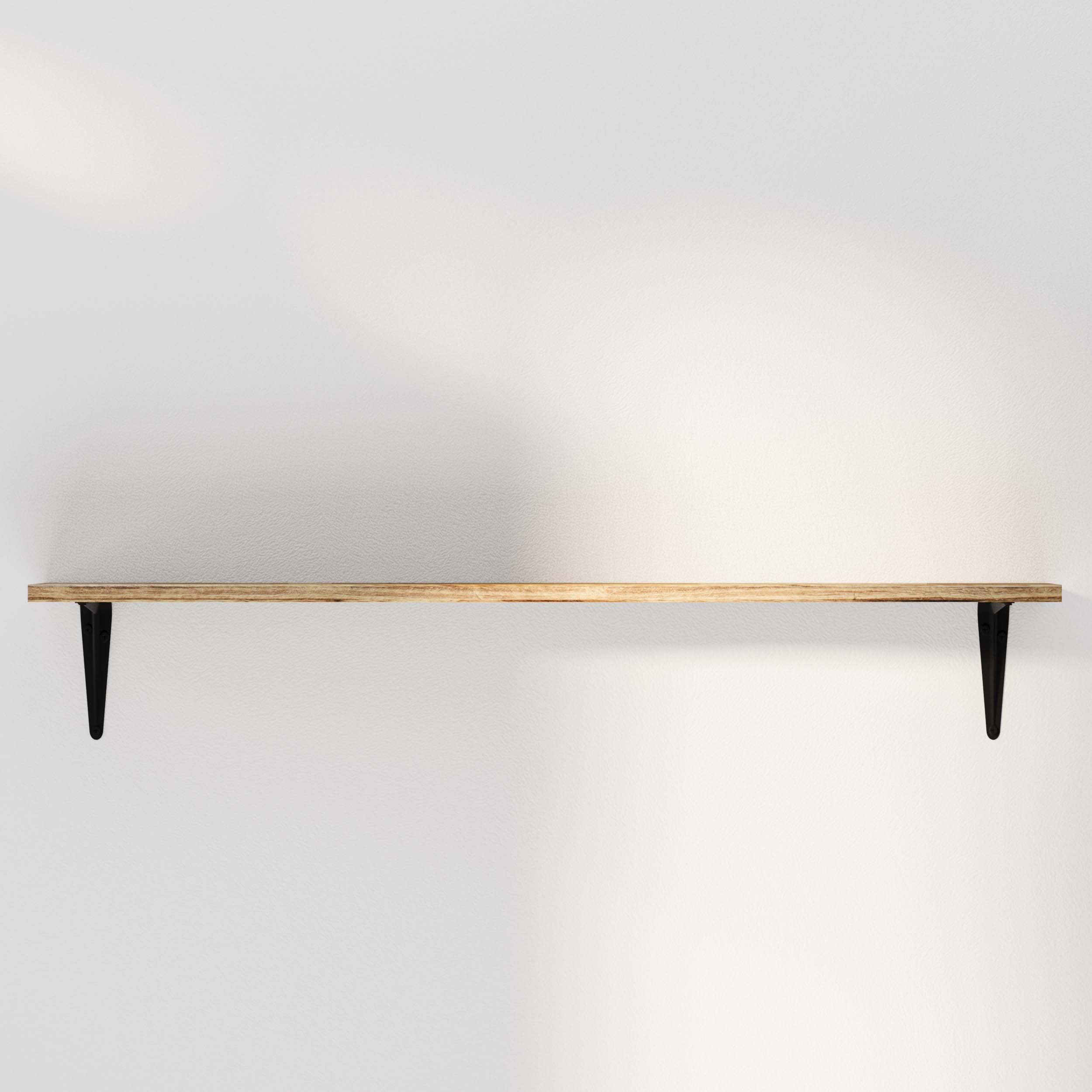 Empty tall shelf burnt mounted on a white wall, showcasing simplicity and functionality.