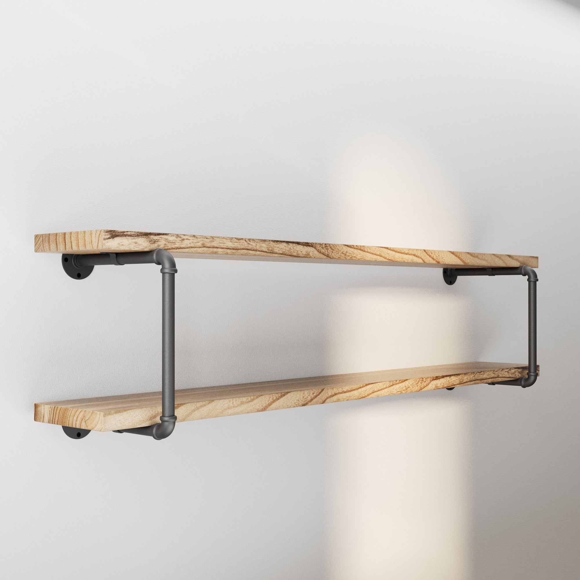 Wood shelf with black pipe hotsell