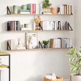 BORA 60"x6" Rustic Floating Shelves for Wall Storage, Wall Bookshelf, Wall Shelves for Bedroom - Set of 3 - Burnt
