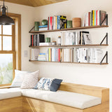 BORA 60"x6" Rustic Floating Shelves for Wall Storage, Wall Bookshelf, Wall Shelves for Bedroom - Set of 3 - Burnt