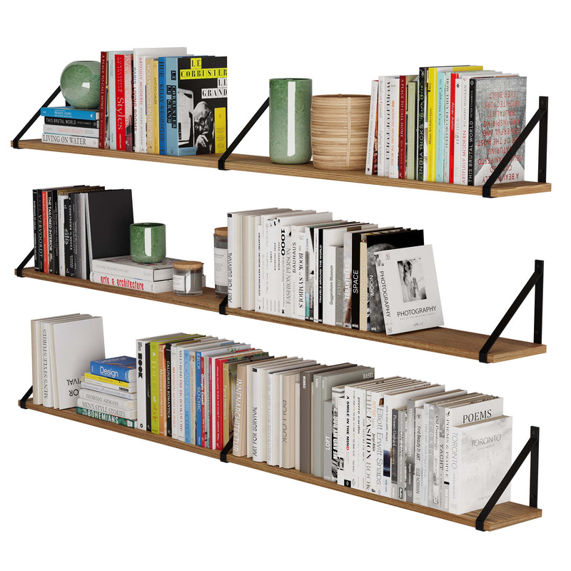BORA 60x6 Rustic Floating Shelves for Wall Storage, Wall Bookshelf, –  Wallniture