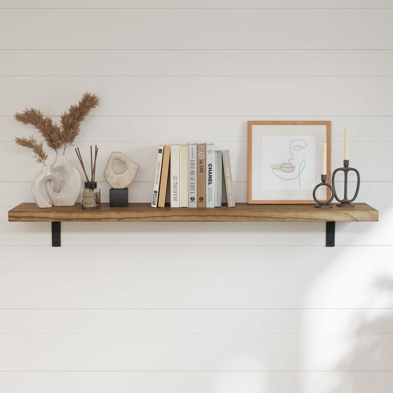 CERVO 60"x11.25" Floating Shelves for Wall, Living Room Book Shelf for Wall, Rustic Wood Wall Shelves,Floating Shelf Heavy Duty Brackets with 1.5" Thick - Burnt