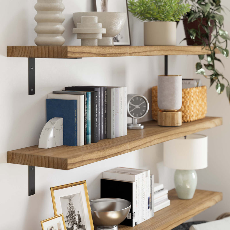 Pine 3 Inch Thick Floating Shelf