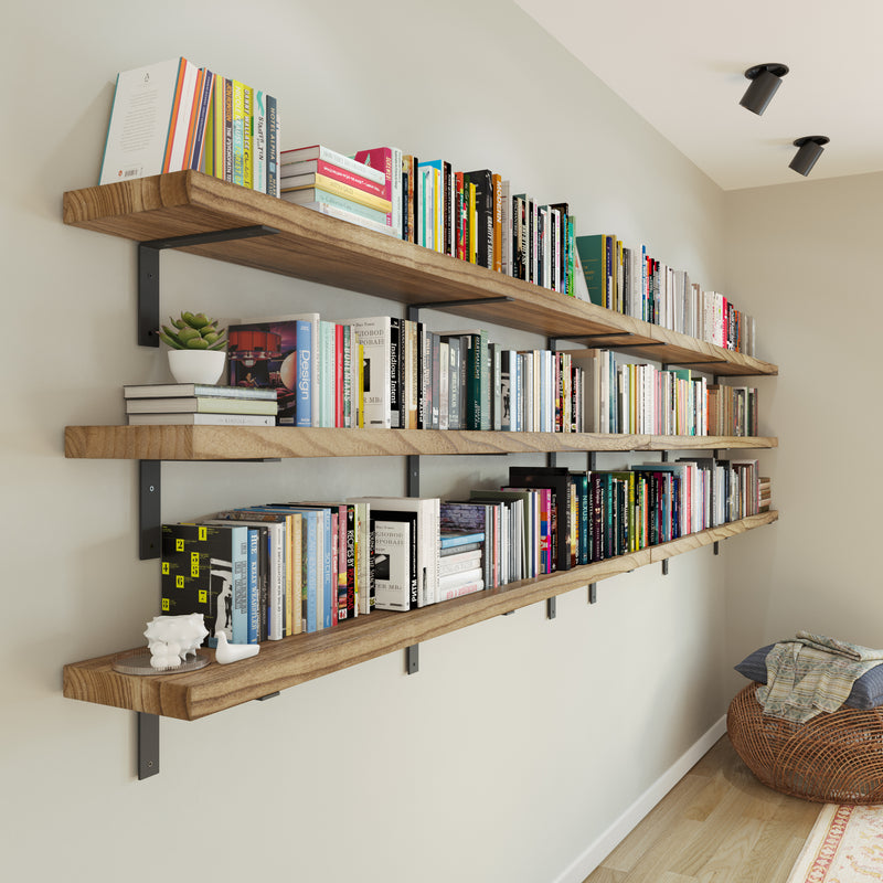CERVO 72"x9.25" Floating Shelves for Wall, Living Room Book Shelf for Wall, Floating Shelf Heavy Duty Brackets with 1.5" Thick, Wood Wall Shelves - Set of 2 - Burnt