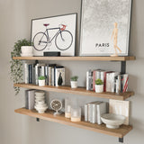 CERVO 48"x10" Rustic Wall Mounted Floating Shelves for Wall Decor, Wall Bookshelf for Living Room, Kitchen Wall Shelves - Set of 3 - Burnt