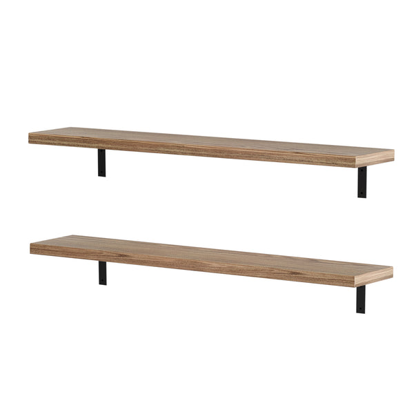 CERVO 60 inch x11.25 in Floating Shelves for Wall, Rustic Wood Wall Shelves for Living Room - Set of 2 - Burnt