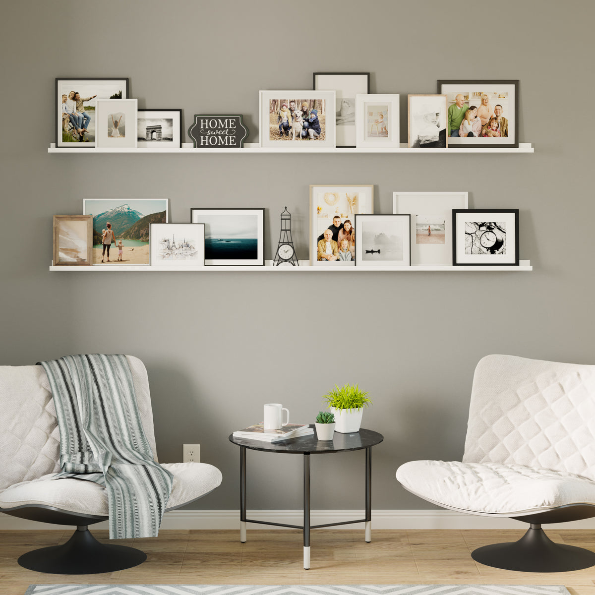 DENVER 84'' Picture Ledge Shelf, Long Floating Shelf, Display Shelves ...