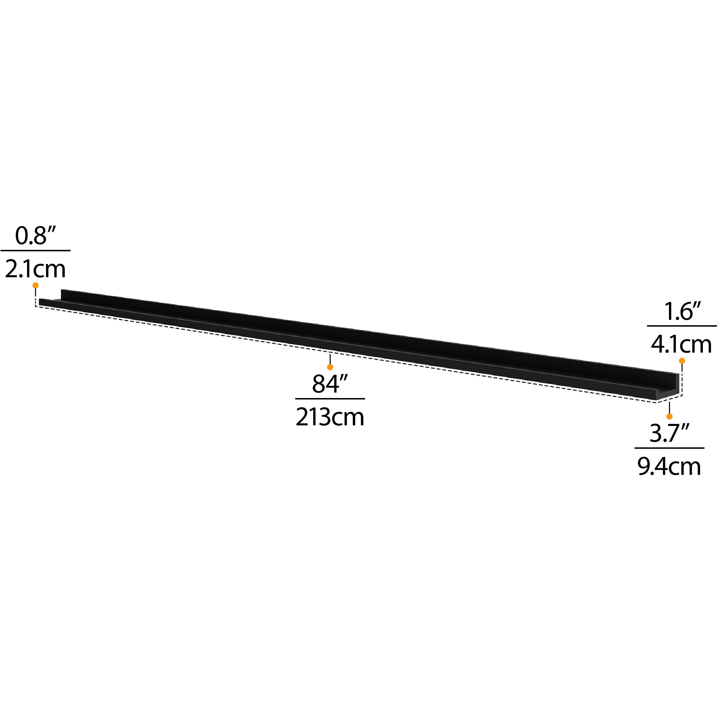 DENVER 84" Black Picture Ledge for Picture Frames Collage Wall Decor