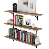 FORME 48"x10" Rustic Floating Shelves for Wall Storage, Wall Bookshelf, Kitchen Shelves, Wall Shelves for Living Room Decor - Set of 3 - Burnt