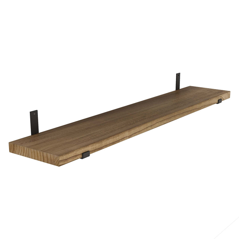 FORTE 60"x11.5" Rustic Floating Shelves for Wall, Wall Shelves for Bedroom, Heavy Duty Brackets with 1.5" Thick - Set of 1 or 2 - Burnt