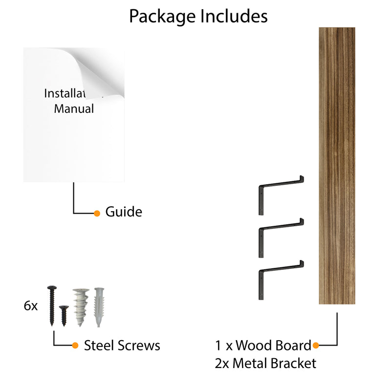 MENTON 60"x9.25" Floating Shelves for Wall Storage, Wall Bookshelf Living Room, Rustic Wall Shelf for Kitchen, Wood Floating Shelf, Heavy Duty Brackets with 1.5" Thick - Burnt