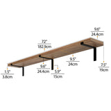 MENTON 60"x9.25" Floating Shelves for Wall Storage, Wall Bookshelf Living Room, Rustic Wall Shelf for Kitchen, Wood Floating Shelf, Heavy Duty Brackets with 1.5" Thick - Burnt