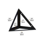 Black metal triangular shelf bracket with dimensions 7.8"x5.5", perfect for unique wall shelves.