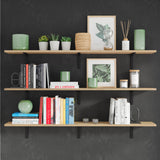 NOLA 48"x6" Floating Shelves Wall Mounted, Wall Bookshelf Living Room, Rustic Wall Shelves for Bedroom, Floating Shelf for Kitchen & Pantry - Set of 3 - Burnt