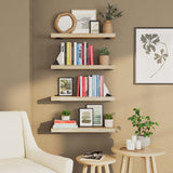 PALM 24 inch Rustic Floating Shelves for Wall, Living Room Wall Bookshelf, Bathroom Shelves Wall Mounted - Set of 4 - Burnt