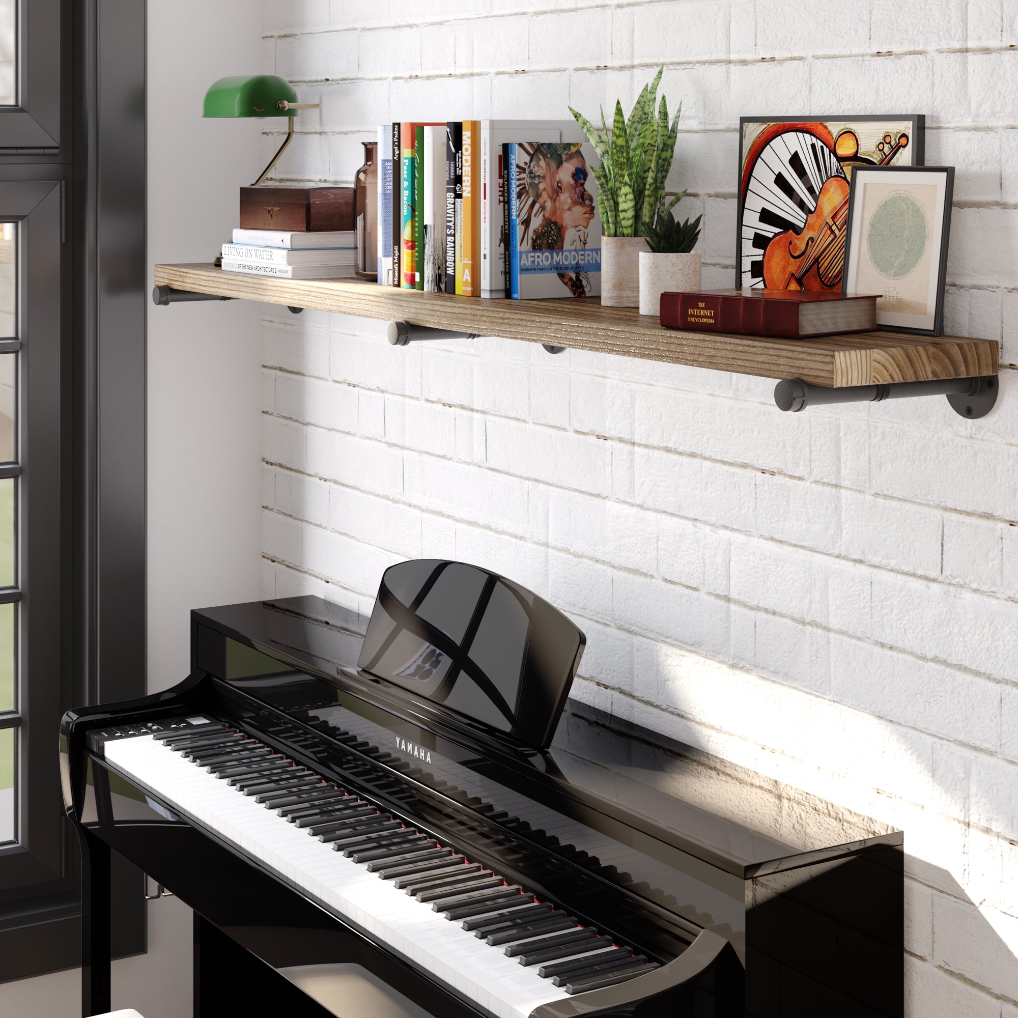 Wallniture Pipe Floating Wall Shelf Industrial Pipe Shelf Iron Pipe Shelving 72