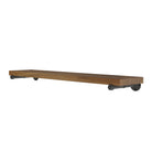 A 48 inch floating shelf with industrial pipe brackets on a white background.