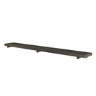72 inch long floating bookshelf with black pipe brackets in a  rich ebony finish and durable black metal brackets. This extra long wood shelf blends rustic and industrial décor while offering practical storage for books, office supplies, or wall displays.
