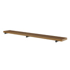 Long hanging shelf for wall with a rich Special Walnut finish and sturdy black metal pipe brackets. A decorative wall-mounted shelf ideal for books, storage, kitchen organization, office décor, and farmhouse interiors.