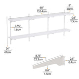 TURIN 60 inch x8 in Floating Shelves for Wall Decor, Floating Shelf System, Wall Book Shelf for Living Room - White - Wood