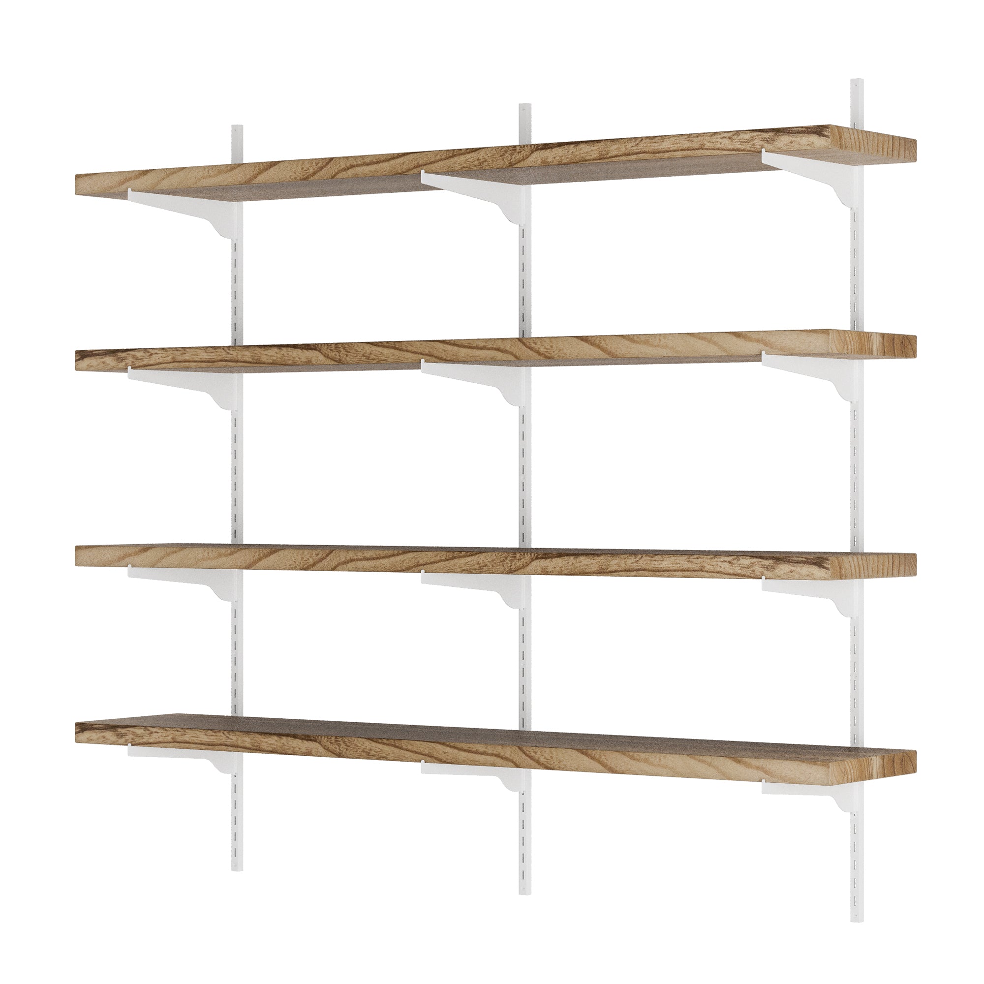 4 Set of adjustable shelf with white brackets on a white background