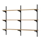 2 tier decorative shelves with black metal brackets on a white background