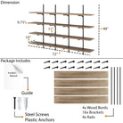 72 inch long wall mounted shelf dimensions and contents