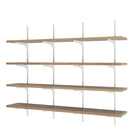 Set of 4 rustic shelves with white metal brackets on a white background