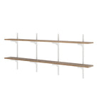 2 tier decorative shelf with white brackets on a white background