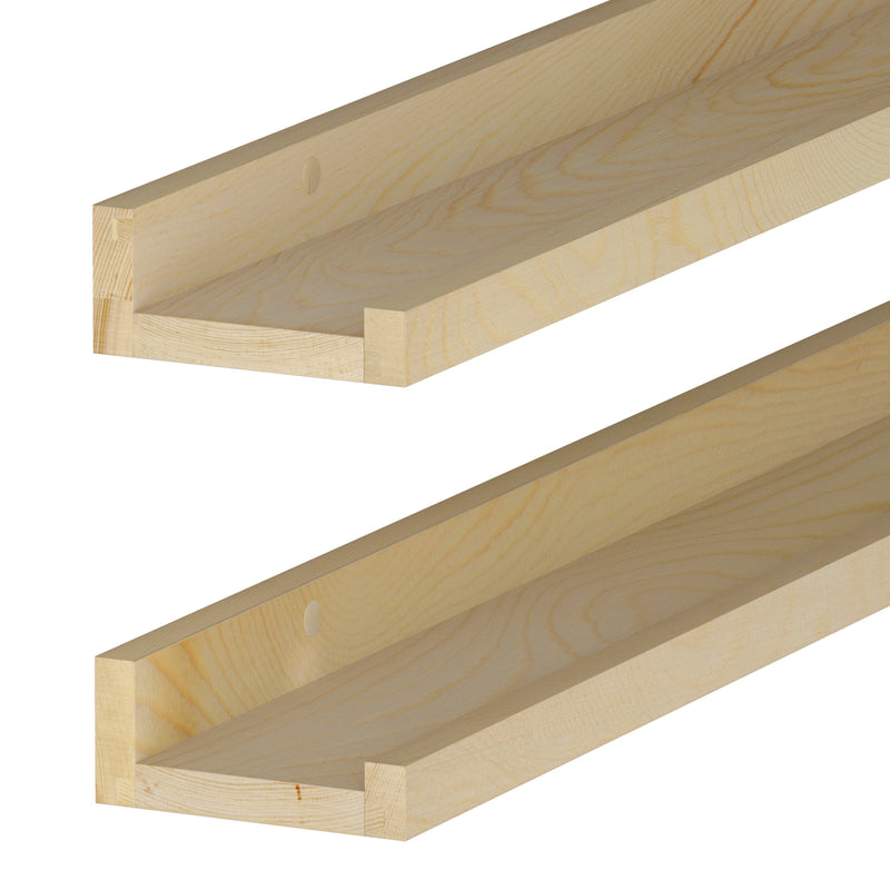 DENVER Floating Shelves and Picture Ledge for Bedroom Decor – 36” x 3.6" – Set of 2 – Natural - Wallniture
