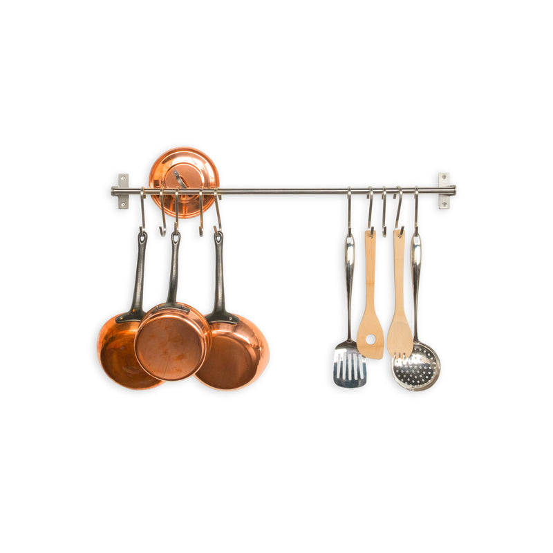 LYON Kitchen Utensil Holder with 10 S Hooks for Hanging – 23.25” Length –  Silver - Wallniture