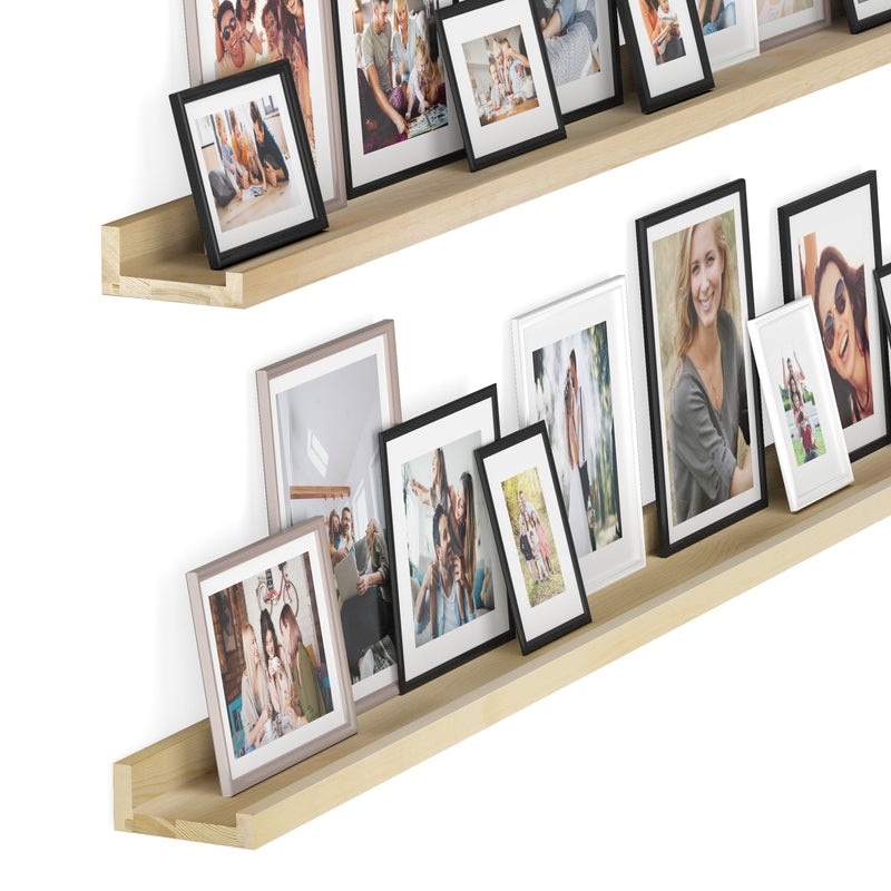 DENVER Floating Shelves and Picture Ledge for Living Room Decor – 46” x 3.6" – Set of 2 – Natural - Wallniture